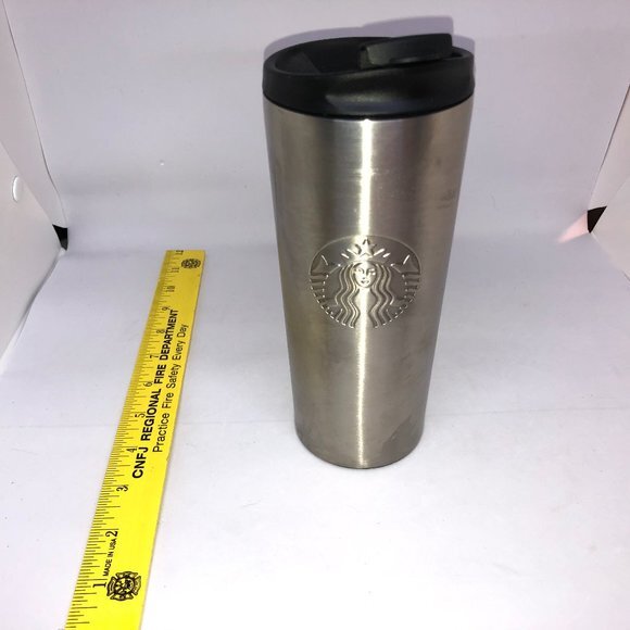 Starbucks Emerald Steel 16oz Tumbler Silver-tone w/Black Top 16oz - Picture 1 of 13